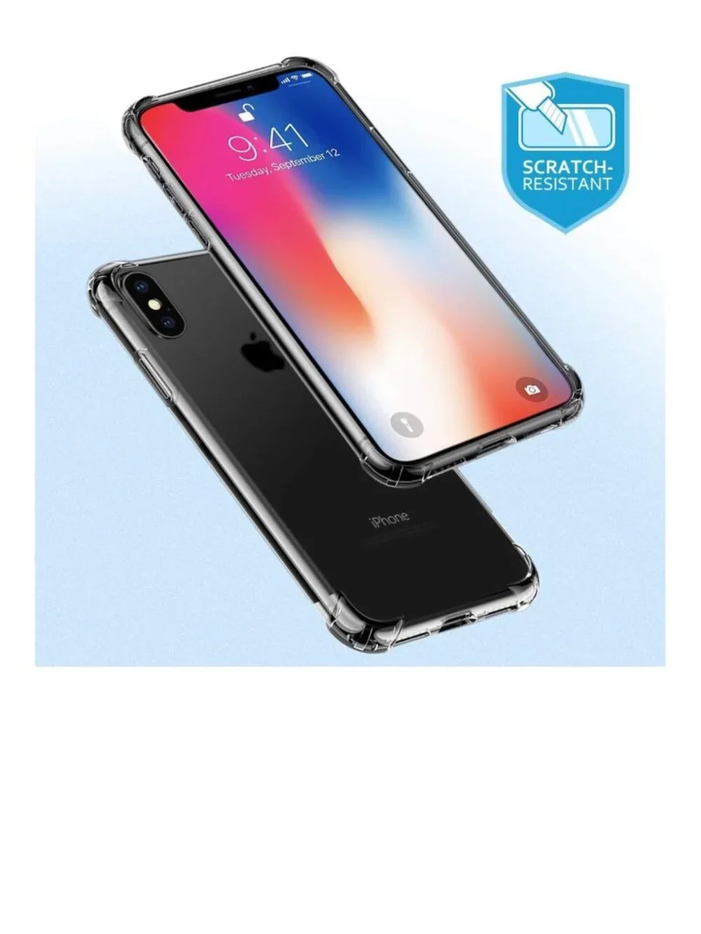 2 NEW iPhone Xs 1Os X 10 Clear Case Cover Transparent Slim Shock Absorption NIP